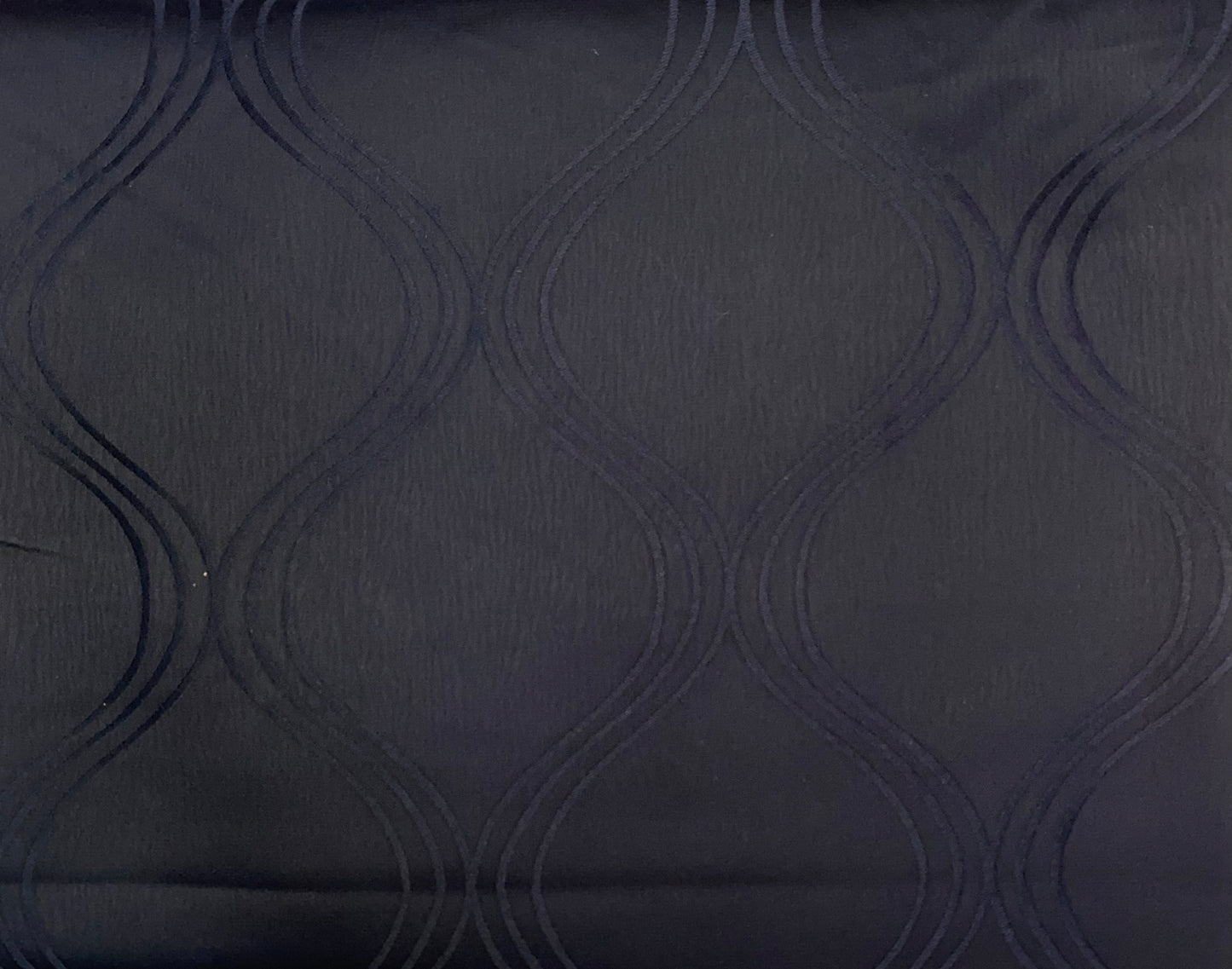 Black Jacquard Waves Patterned Fabric