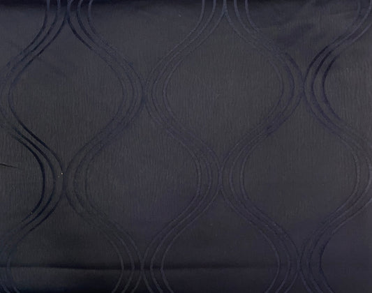 Black Jacquard Waves Patterned Fabric